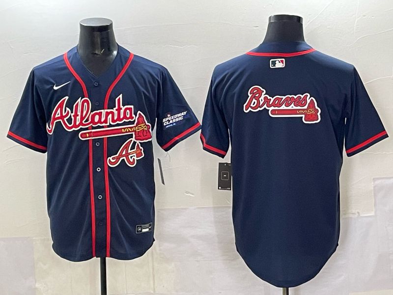 Men Atlanta Braves Blank Drak Blue  joint name Nike 2025 MLB Jersey style 010->atlanta braves->MLB Jersey